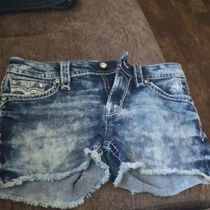 Rock Revival Distressed Blue Jean Shorts - Leni